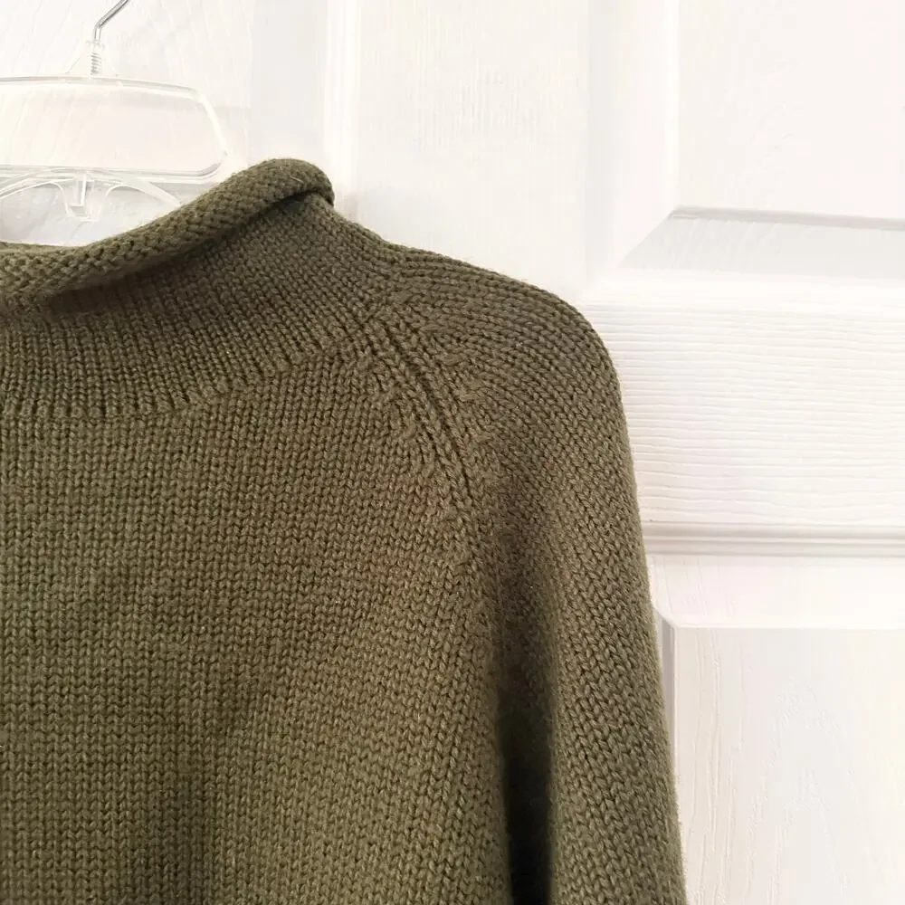 J Crew Vintage Red Oarsman Green Wool Roll Mock Neck Sweater Large Men Hong Kong